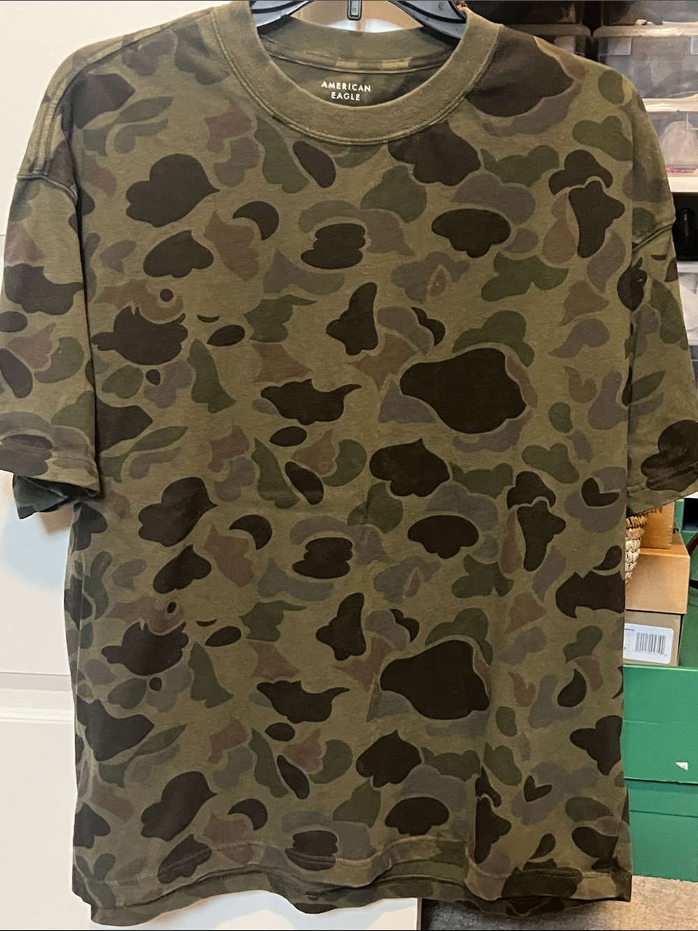 American Eagle Olive Camo Short Sleeve Boxy Tee